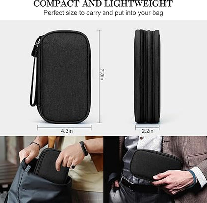 Fusion Gear Travel Cable Organizer Bag | Portable Waterproof Double-Layer Pouch for Cables, Chargers, Earphones – Navy
