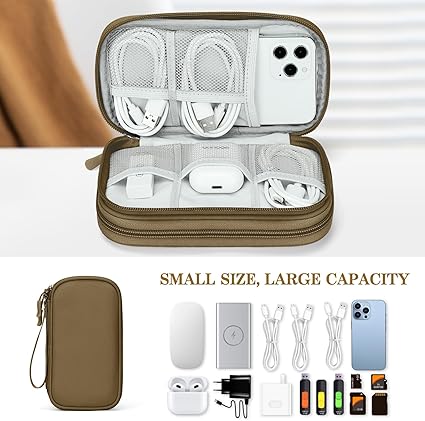 Fusion Gear Travel Cable Organizer Bag | Portable Waterproof Double-Layer Pouch for Cables, Chargers, Earphones – Navy