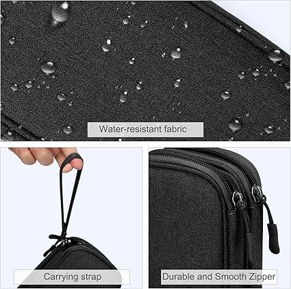 Fusion Gear Travel Cable Organizer Bag | Portable Waterproof Double-Layer Pouch for Cables, Chargers, Earphones – Navy