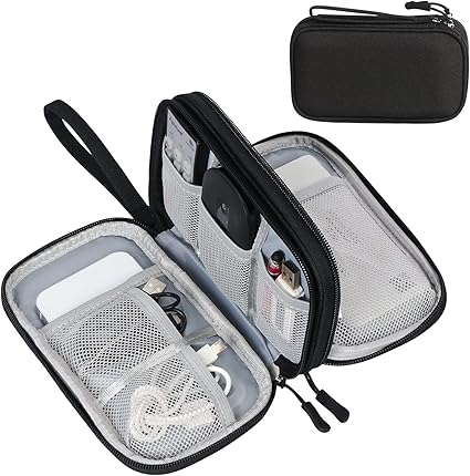 Fusion Gear Travel Cable Organizer Bag | Portable Waterproof Double-Layer Pouch for Cables, Chargers, Earphones – Navy